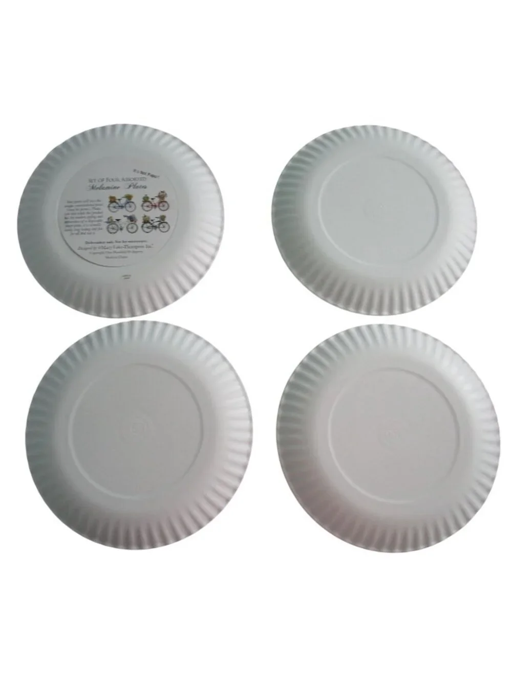 Vintage Bicycle Melamine Faux Paper Plates One Hundred 80 Degrees New Picnic